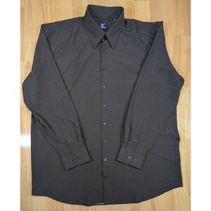 Westport No Tuck Mens 2XT Tall Gray Black Micro Check Stretch Button Down Shirt